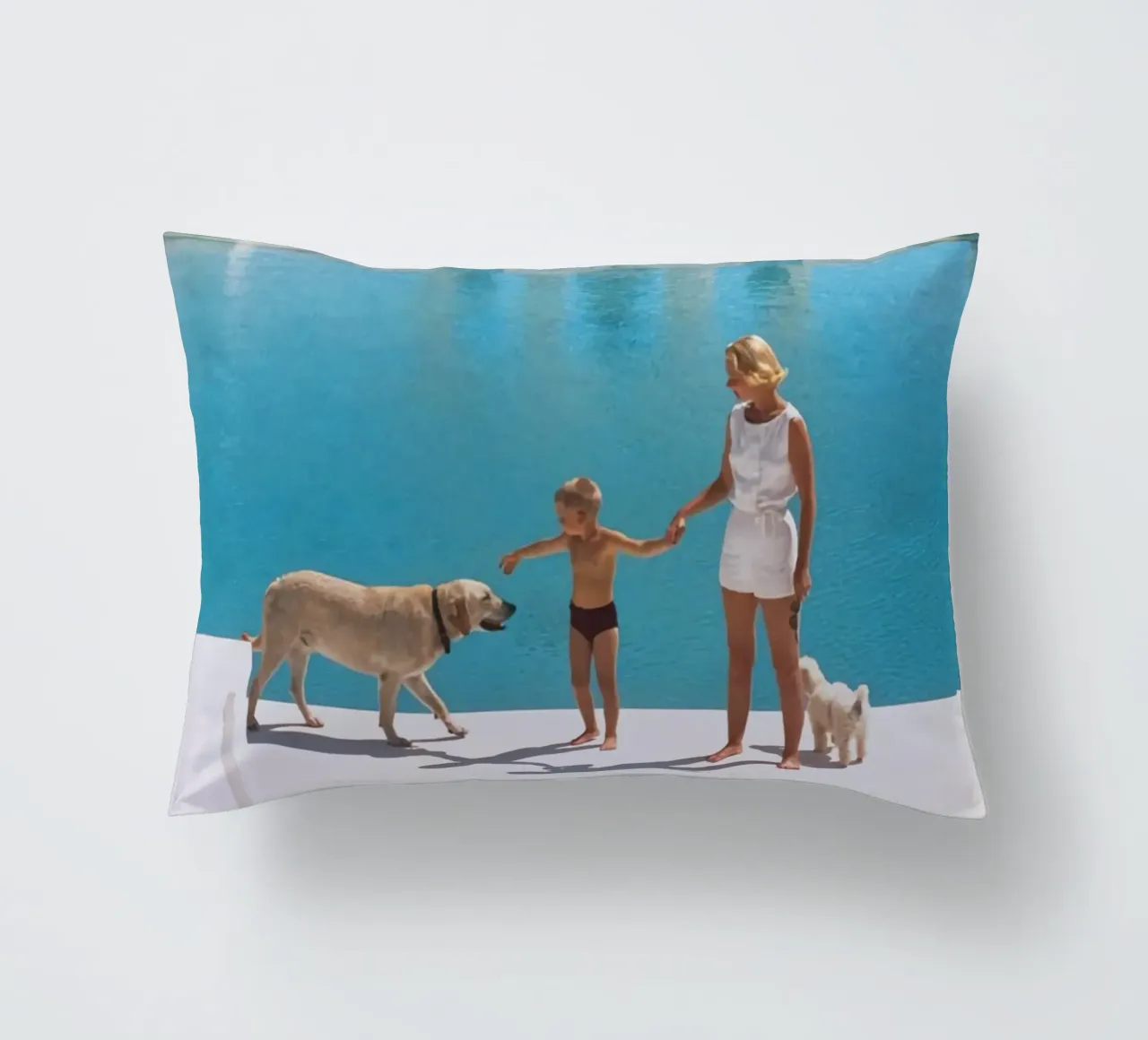 Standing on the edge of the pool - Slim Aarons decorative cushion by COMEBACKSHOP