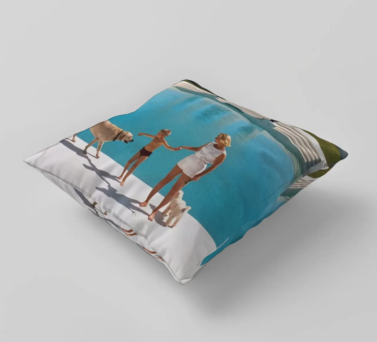 Standing on the edge of the pool - Slim Aarons decorative cushion by COMEBACKSHOP