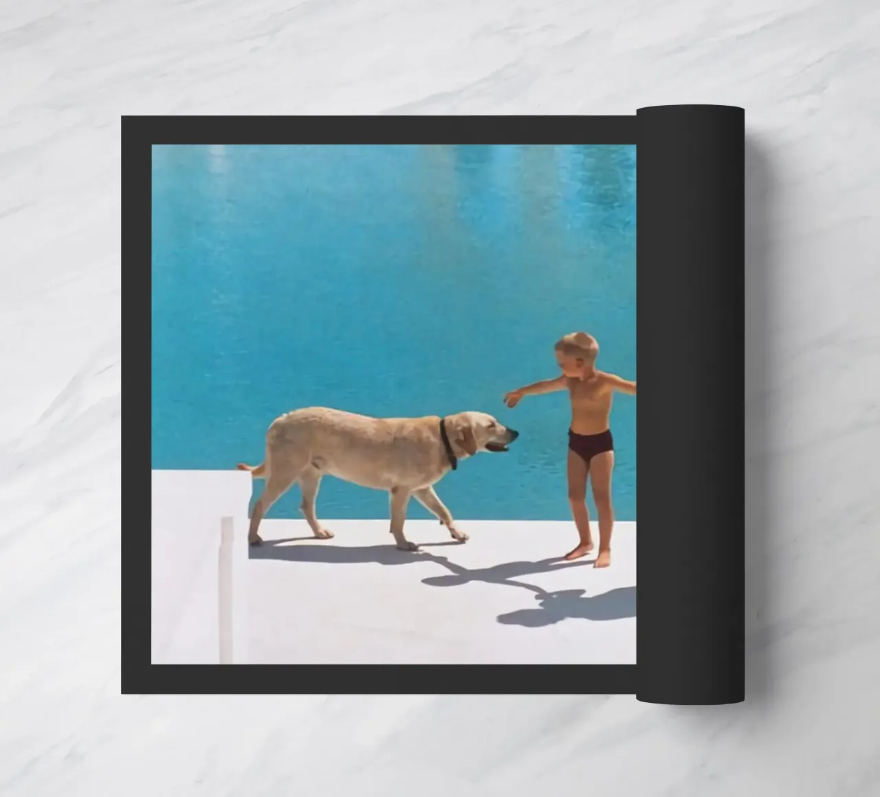 Standing on the edge of the pool - Slim Aarons doormat by COMEBACKSHOP