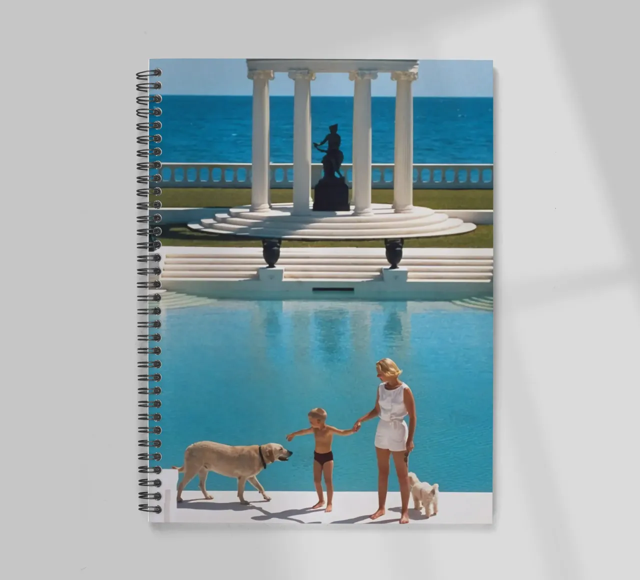 Standing on the edge of the pool - Slim Aarons spiral notebook by COMEBACKSHOP