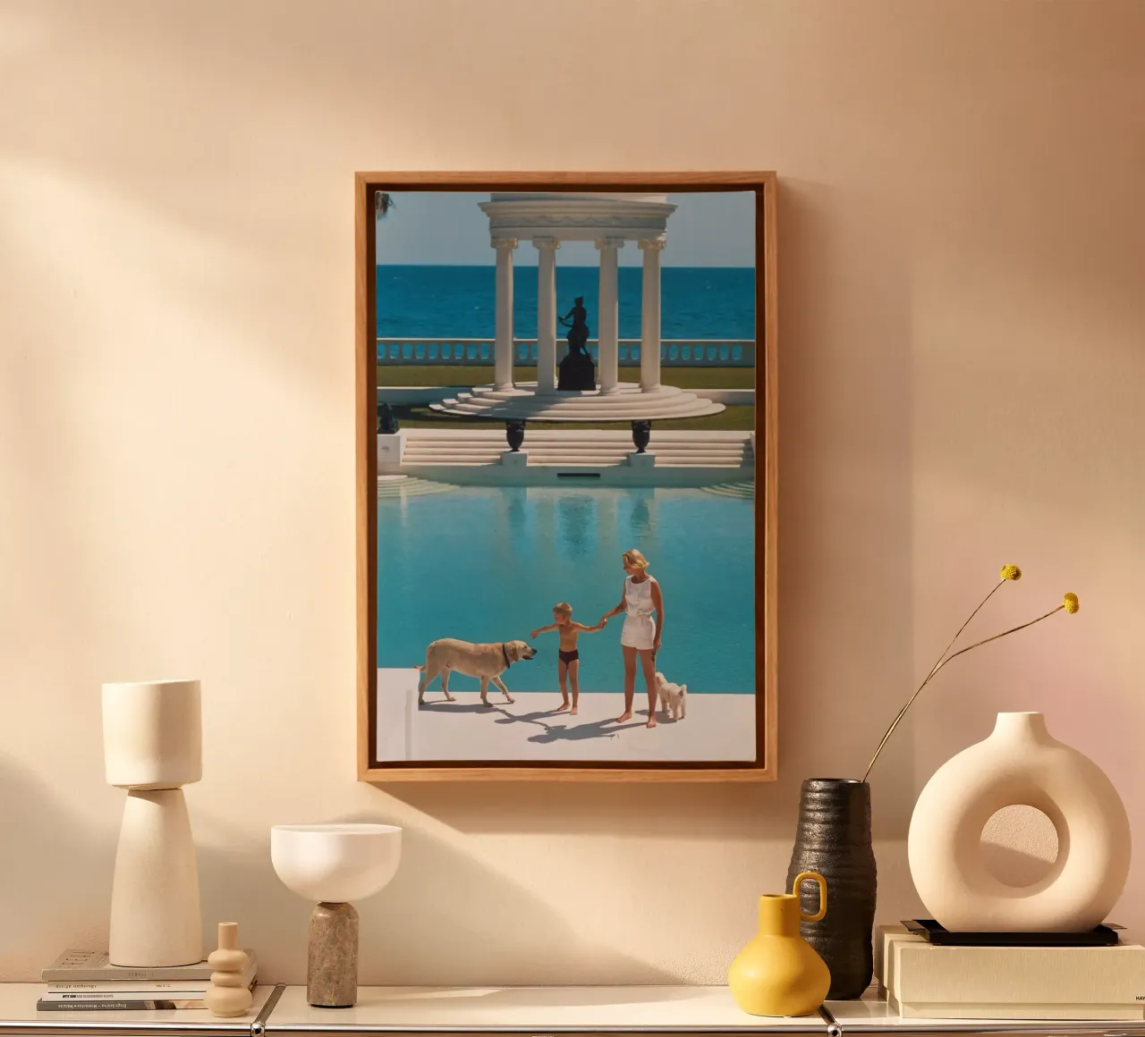 Standing on the edge of the pool - Slim Aarons canvas by COMEBACKSHOP