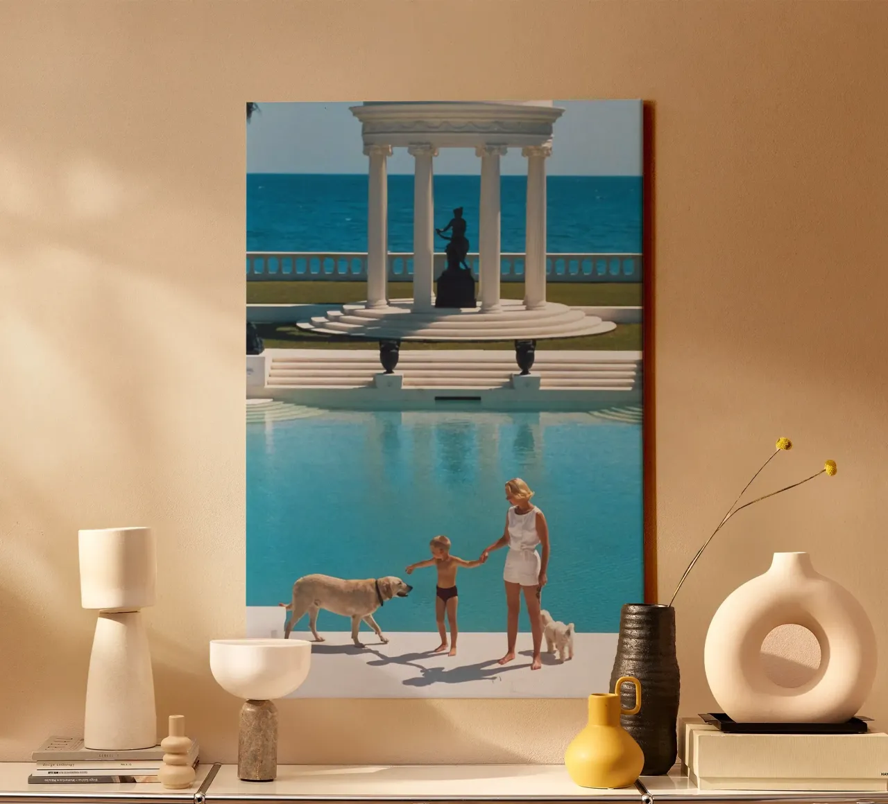 Standing on the edge of the pool - Slim Aarons canvas by COMEBACKSHOP