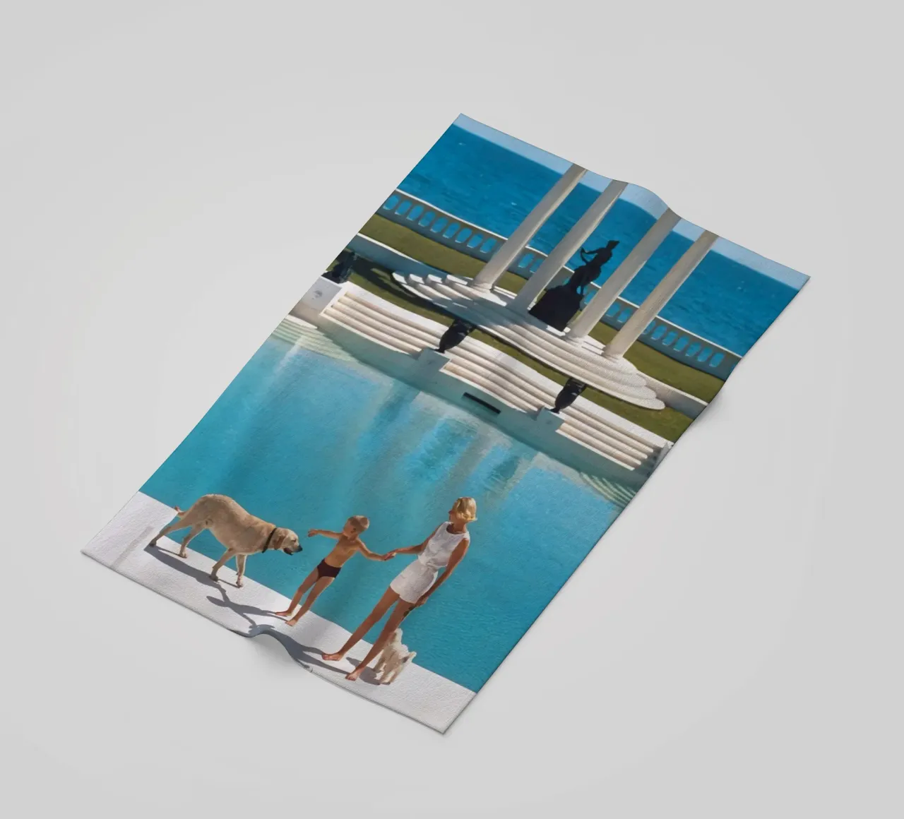 Standing on the edge of the pool - Slim Aarons beach towel by COMEBACKSHOP