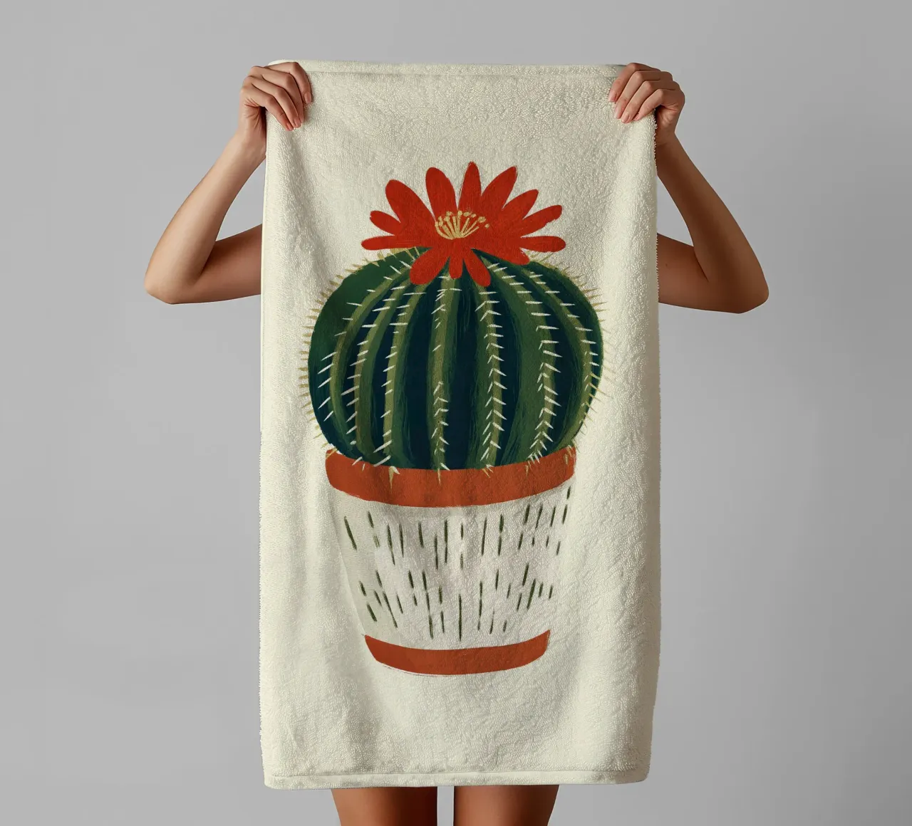 Cactus rotondo asciugamano da bagno da Curious Canvas