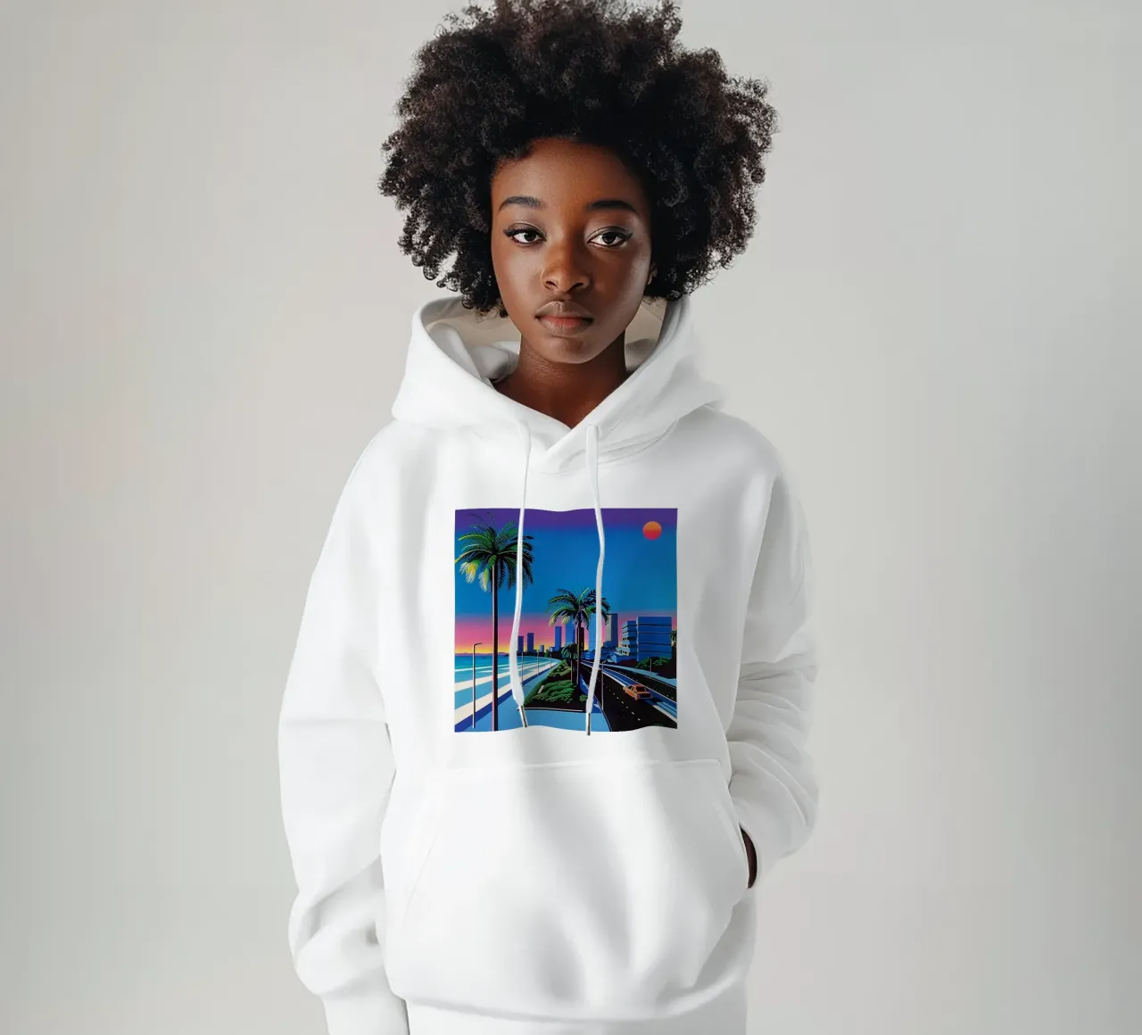 Hiroshi Nagai Tramonto in città felpa con cappuccio da THE CAROLINE