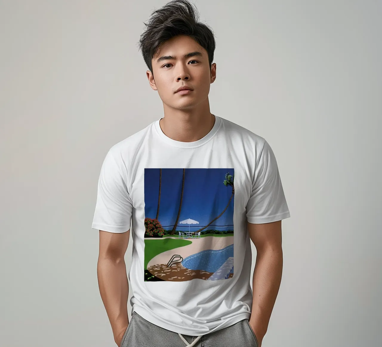 Piscina sulla spiaggia Hiroshi Nagai t-shirt da THE CAROLINE