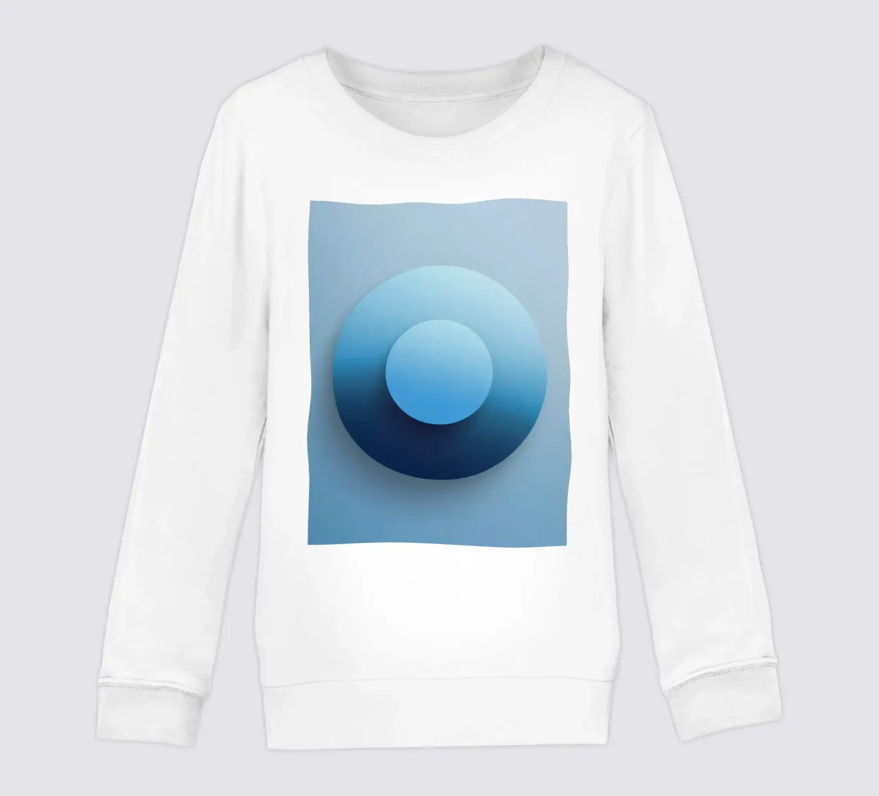 Blue focus - Círculo abstracto 3D en azul con degradado sudadera para niño de RB-Digital-Paintings