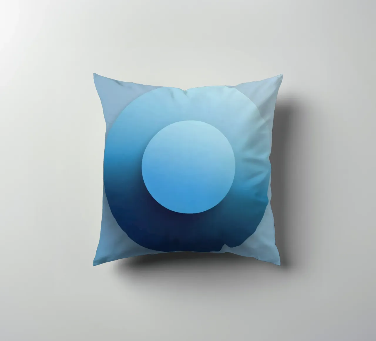 Blue focus - Abstract 3D circle in blue with gradient decorative cushion by RB-Digital-Paintings