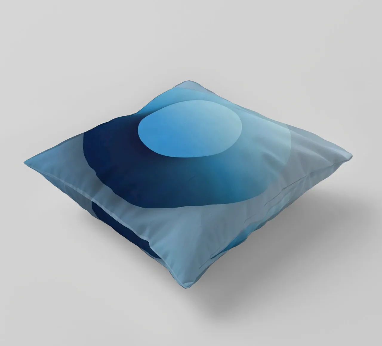 Blue focus - Abstract 3D circle in blue with gradient decorative cushion by RB-Digital-Paintings