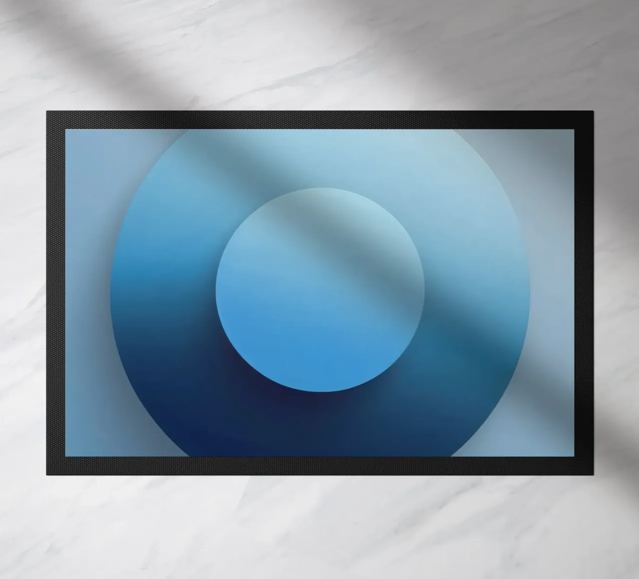 Blue focus - Abstract 3D circle in blue with gradient doormat by RB-Digital-Paintings