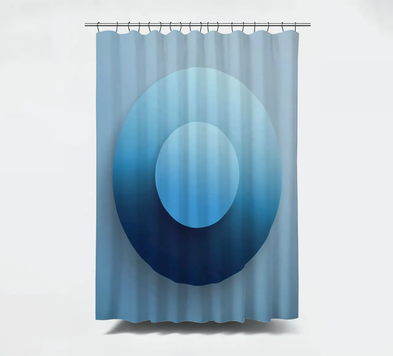 Focus blauw - Abstracte 3D-cirkel in blauw met kleurverloop douchegordijn van RB-Digital-Paintings