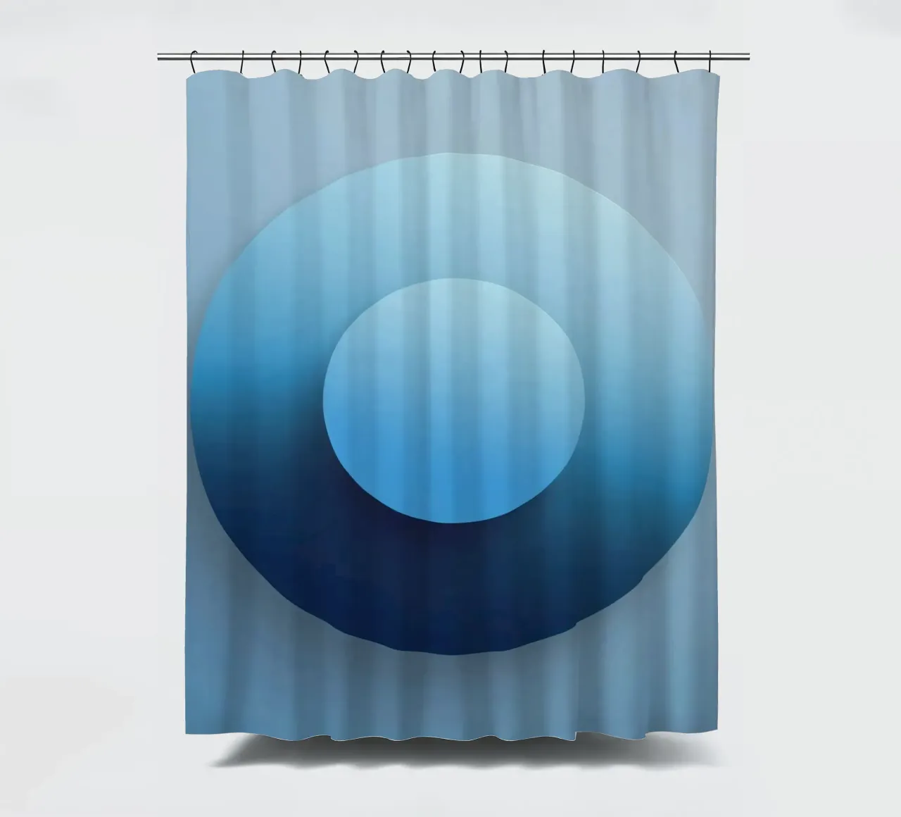 Focus blauw - Abstracte 3D-cirkel in blauw met kleurverloop douchegordijn van RB-Digital-Paintings