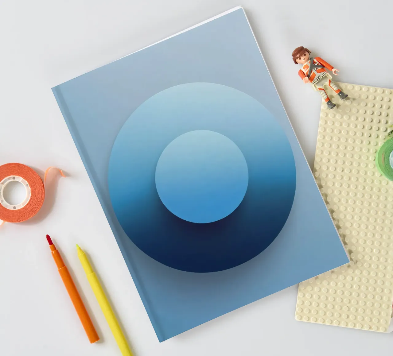 Blue focus - Abstract 3D circle in blue with gradient notebook by RB-Digital-Paintings