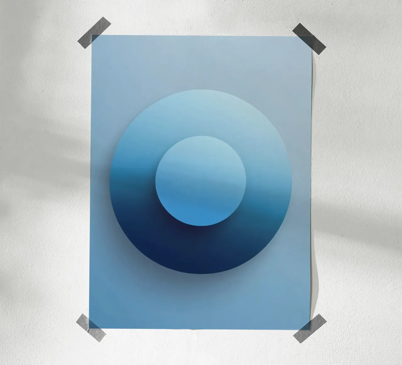 Focus blauw - Abstracte 3D-cirkel in blauw met kleurverloop hahnemühle van RB-Digital-Paintings