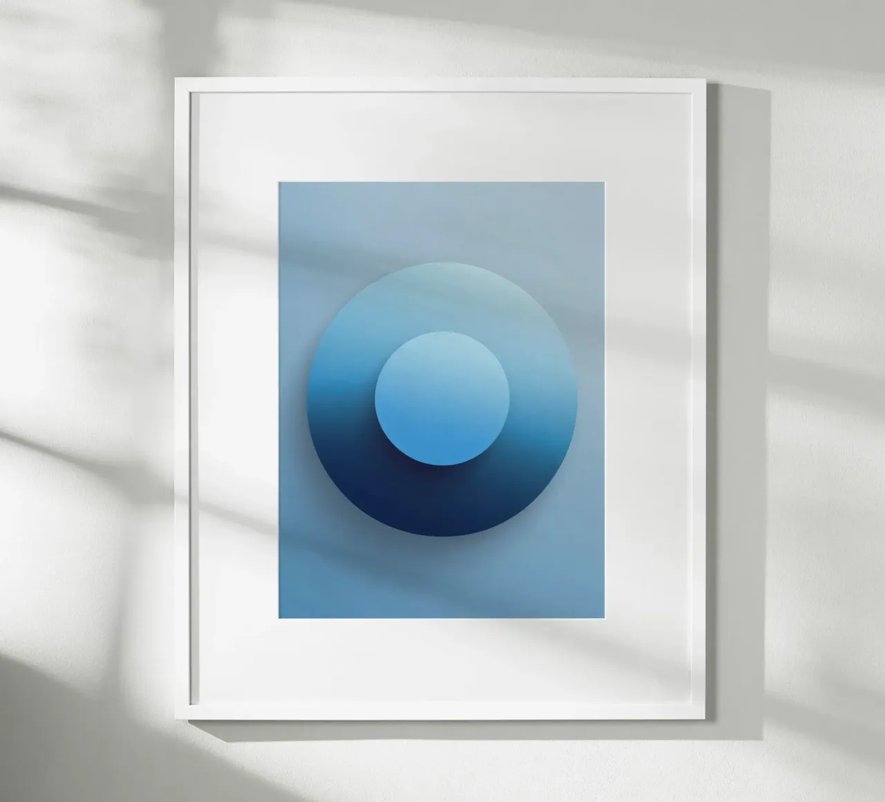 Focus blauw - Abstracte 3D-cirkel in blauw met kleurverloop hahnemühle van RB-Digital-Paintings