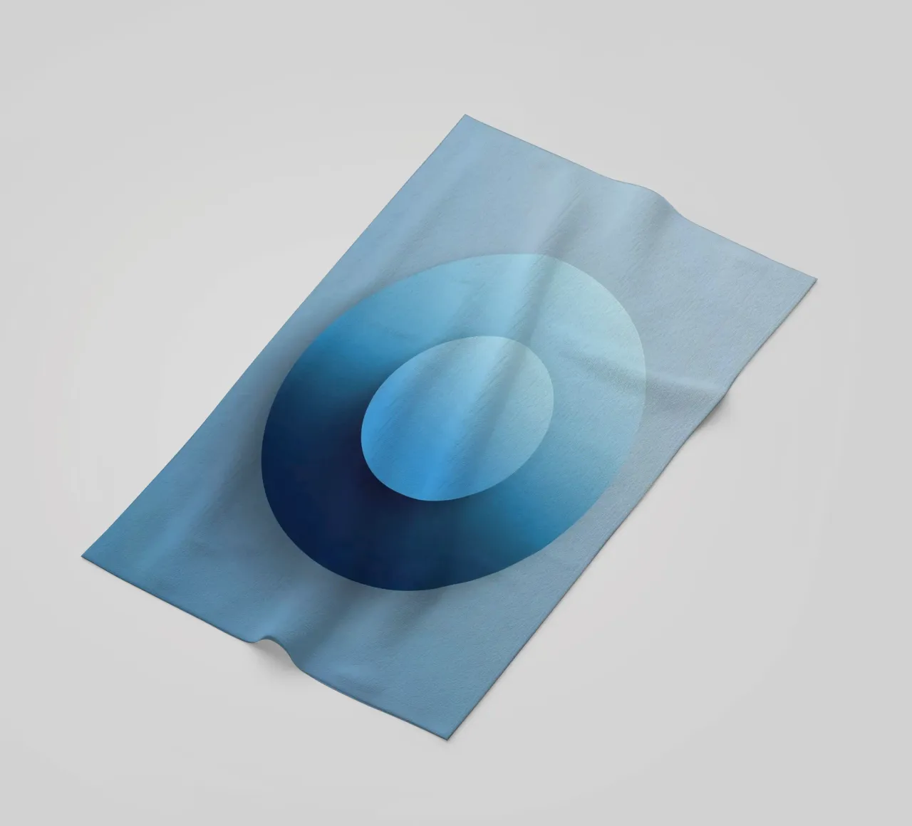 Focus blauw - Abstracte 3D-cirkel in blauw met kleurverloop strandhanddoek van RB-Digital-Paintings