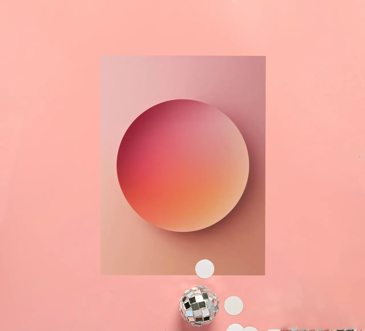 Sunset Sphere, Focus, Abstract 3D Sphere, Orange, Pink sticker by RB-Digital-Paintings
