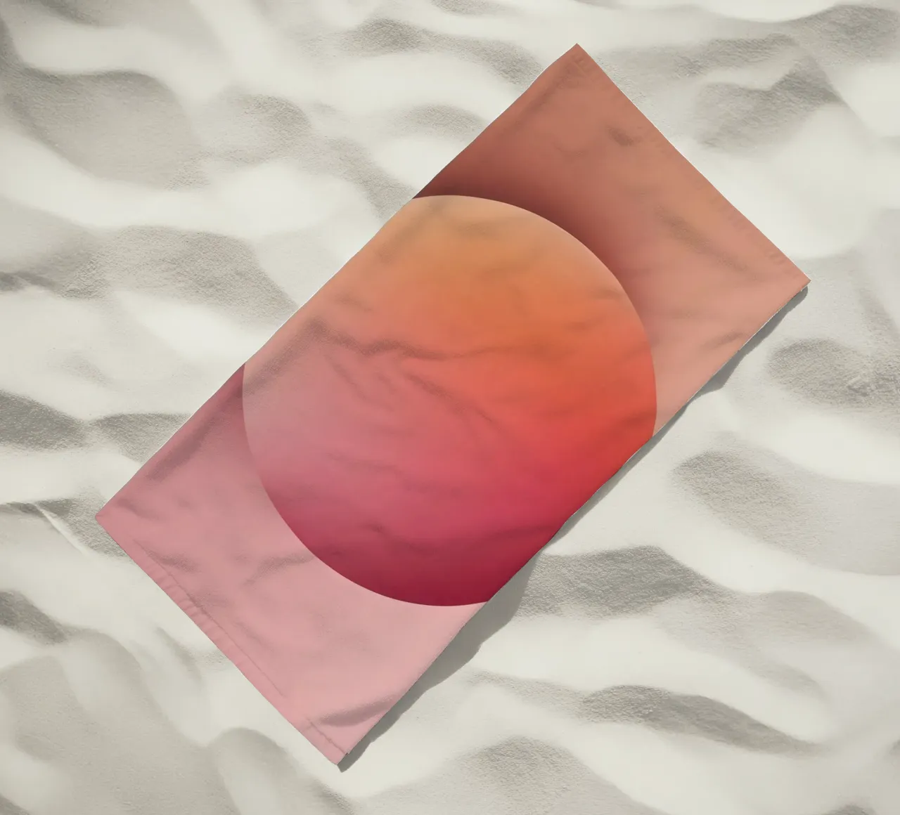 Sunset Sphere, Focus, Abstract 3D Sphere, Orange, Pink beach towel by RB-Digital-Paintings