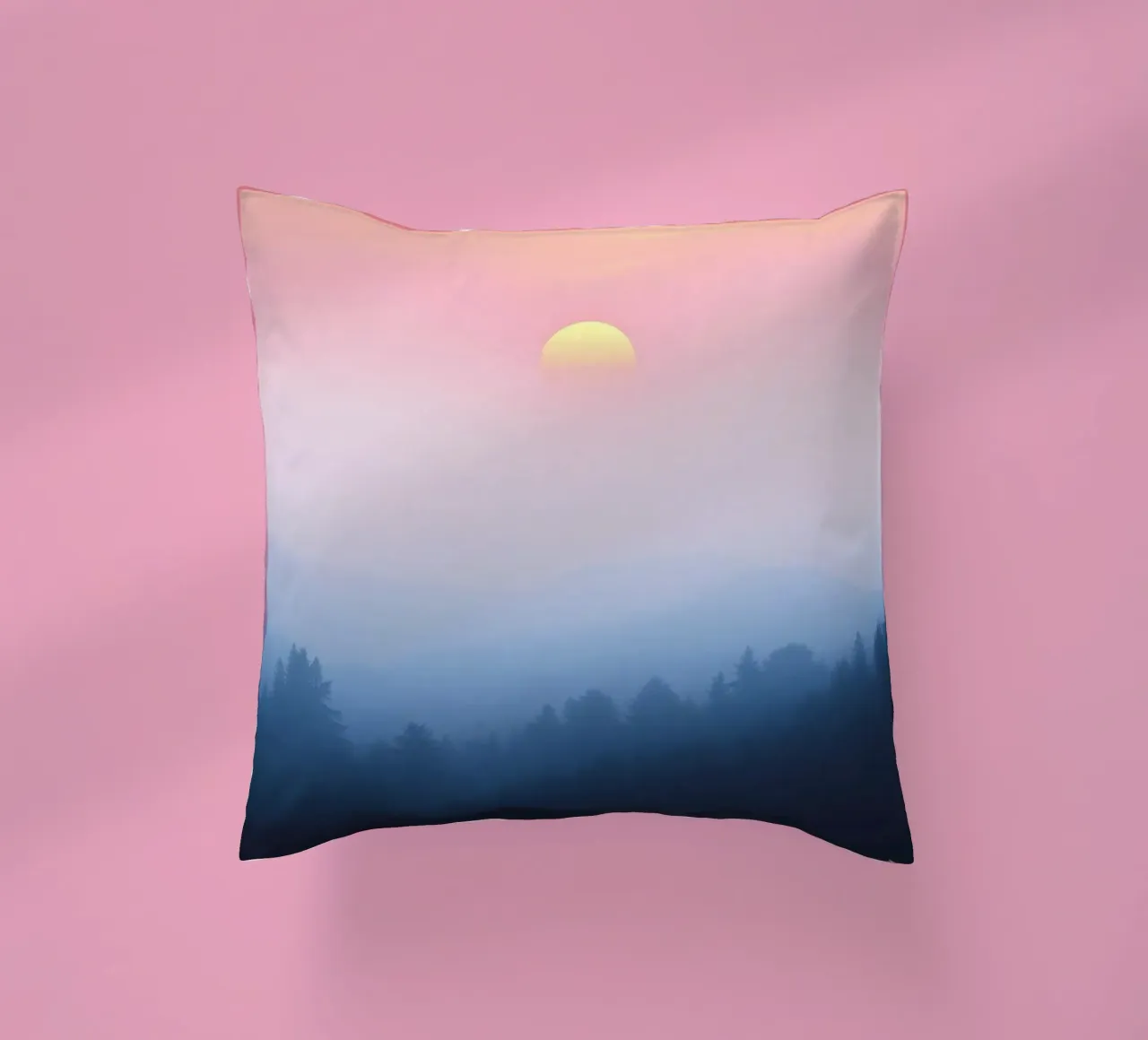 Mystical sunset over Herbwald - nature in pastel colours decorative cushion by RB-Digital-Paintings