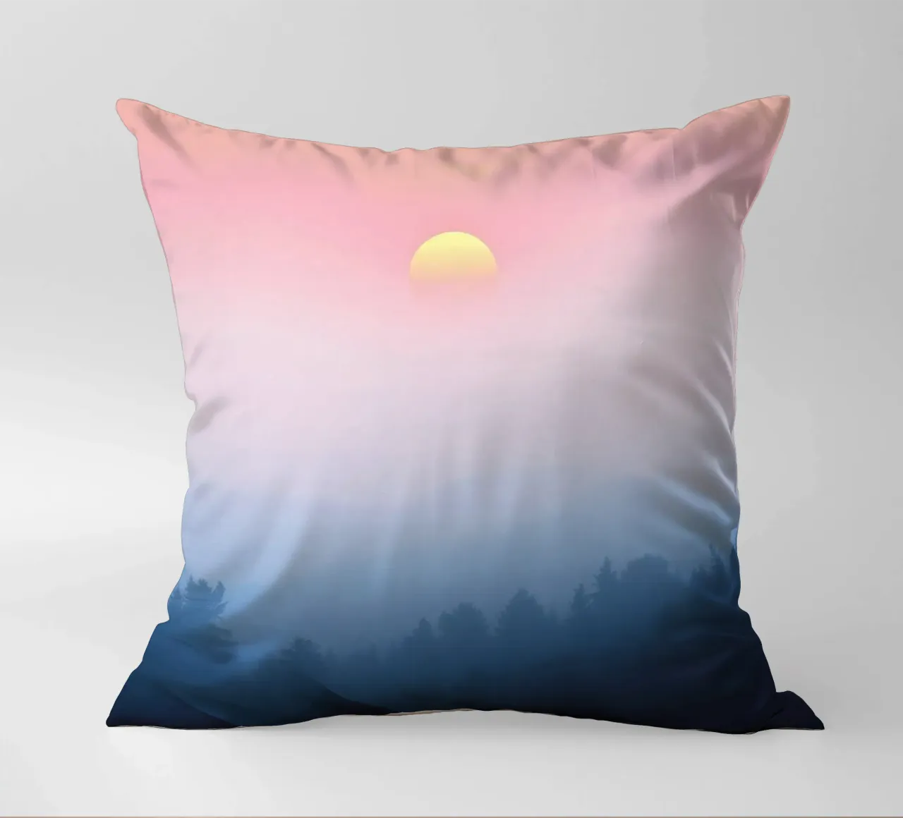 Mystical sunset over Herbwald - nature in pastel colours decorative cushion by RB-Digital-Paintings