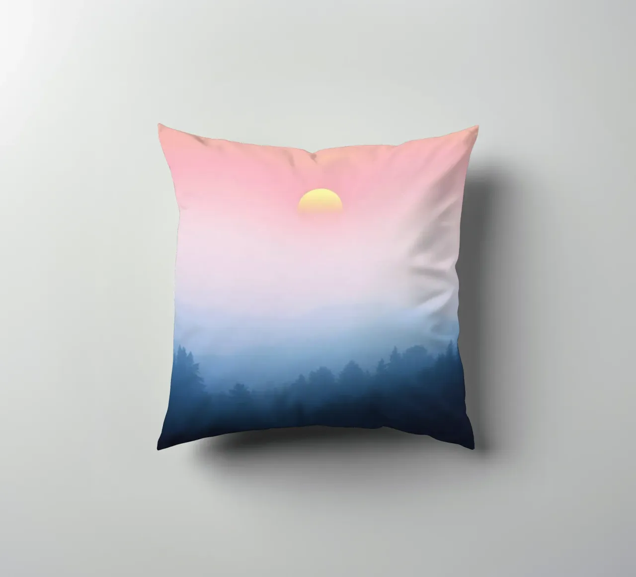 Mystical sunset over Herbwald - nature in pastel colours decorative cushion by RB-Digital-Paintings