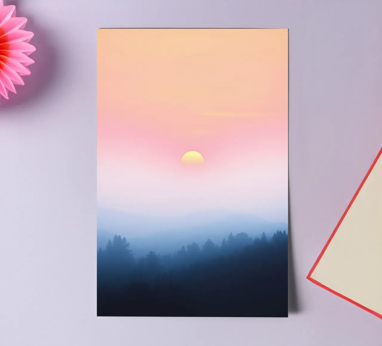 Mystical sunset over Herbwald - nature in pastel colours sticker sheet by RB-Digital-Paintings