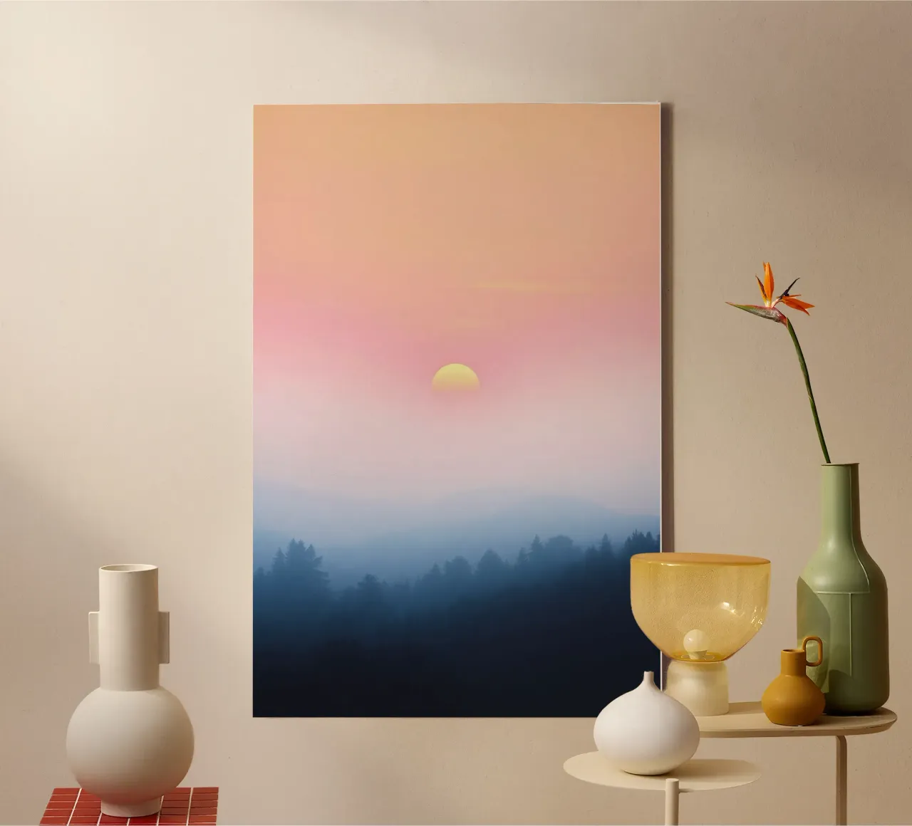 Mystical sunset over Herbwald - nature in pastel colours canvas by RB-Digital-Paintings