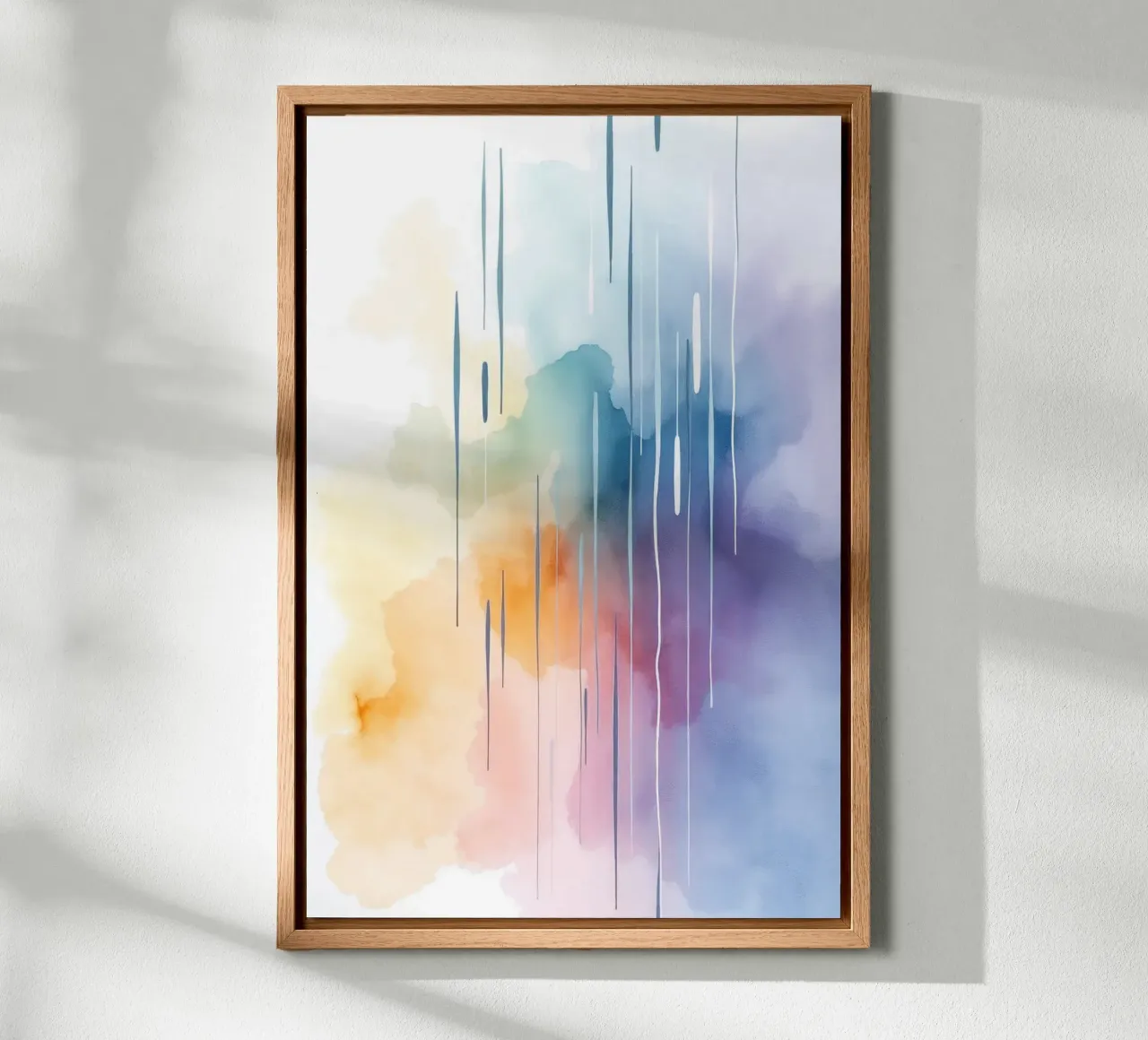 Aquarellen abstract, aquarelkunst gekleurd canvas met Baklijst van RB-Digital-Paintings