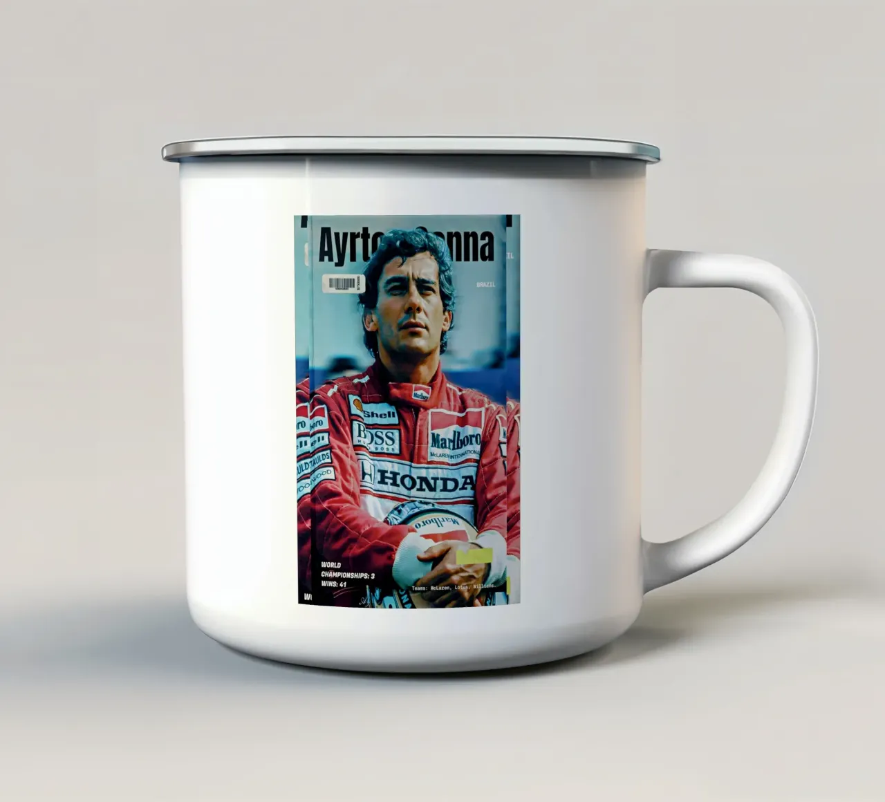 "Ayrton Senna, tazza in smalto da Low poly art