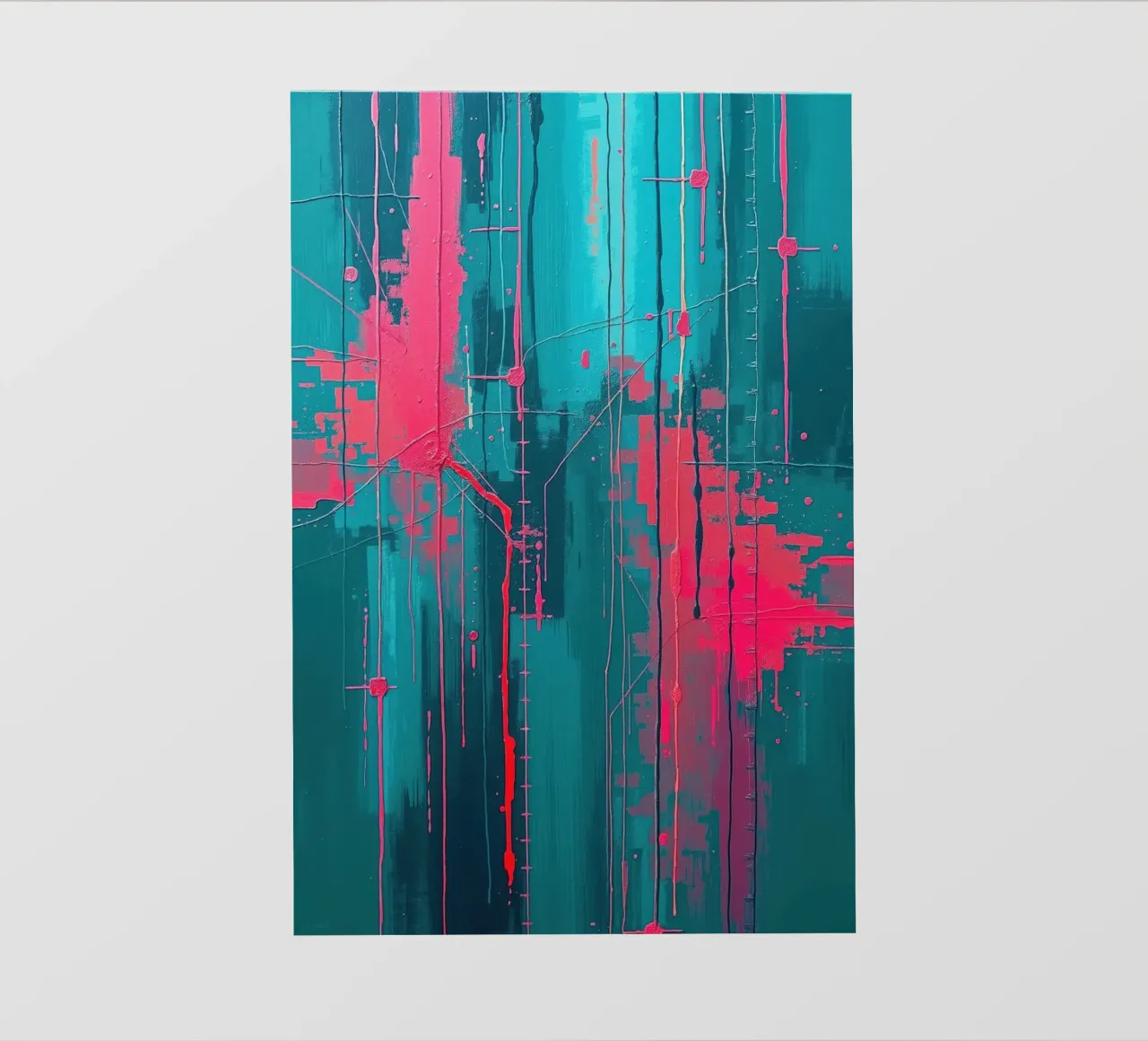 Urban Pulse - Abstract energy in pink & turquoise photo wallpaper by RB-Digital-Paintings