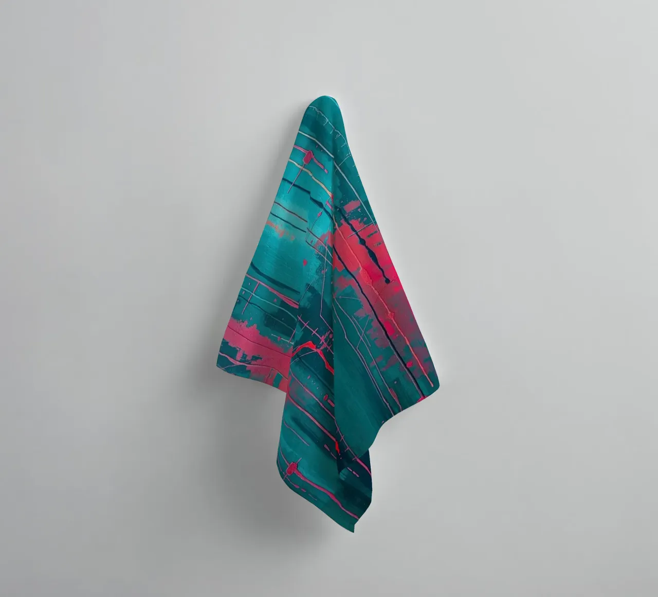 Urban Pulse - Abstract energy in pink & turquoise towel by RB-Digital-Paintings