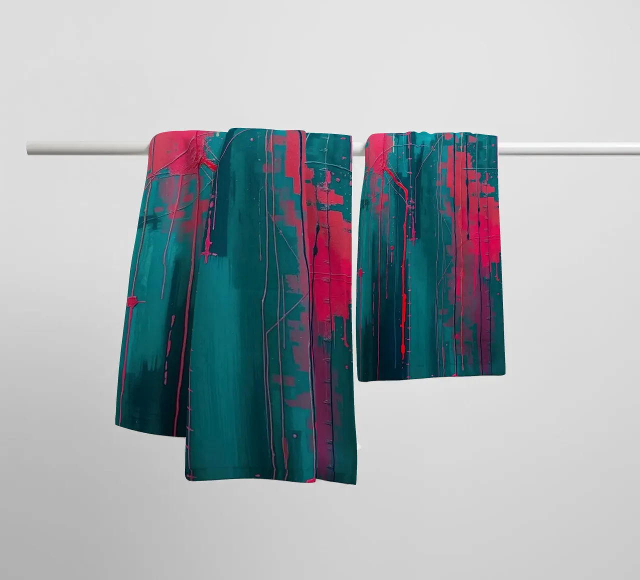 Urban Pulse - Abstract energy in pink & turquoise towel by RB-Digital-Paintings