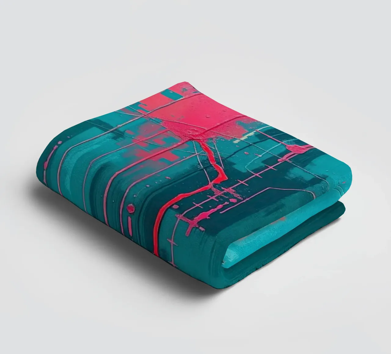 Urban Pulse - Abstract energy in pink & turquoise towel by RB-Digital-Paintings