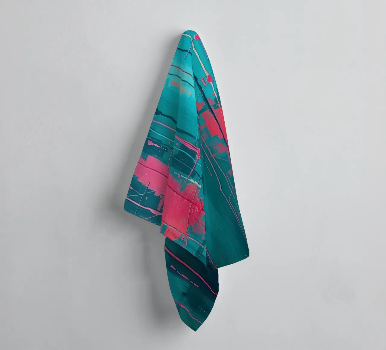 Urban Pulse - Abstract energy in pink & turquoise towel by RB-Digital-Paintings