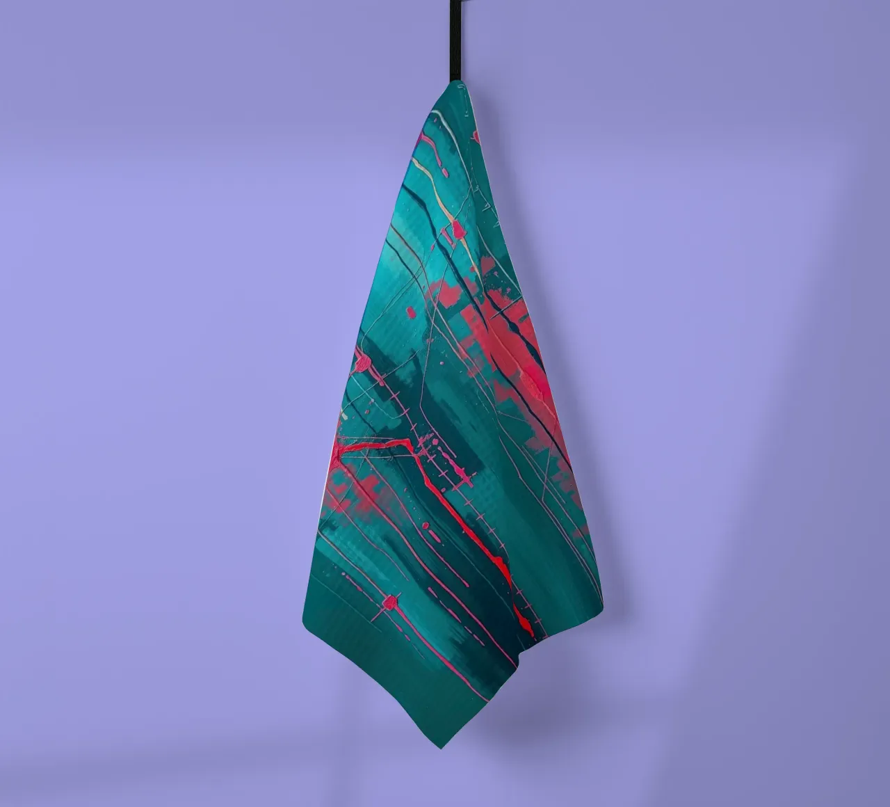 Urban Pulse - Abstract energy in pink & turquoise tea towel by RB-Digital-Paintings