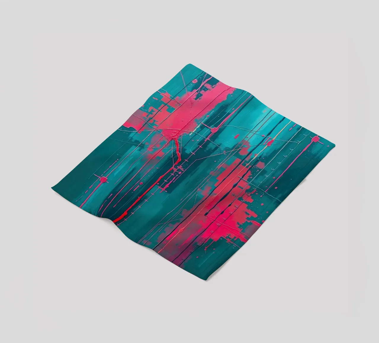 Urban Pulse - Abstract energy in pink & turquoise fleece blanket by RB-Digital-Paintings