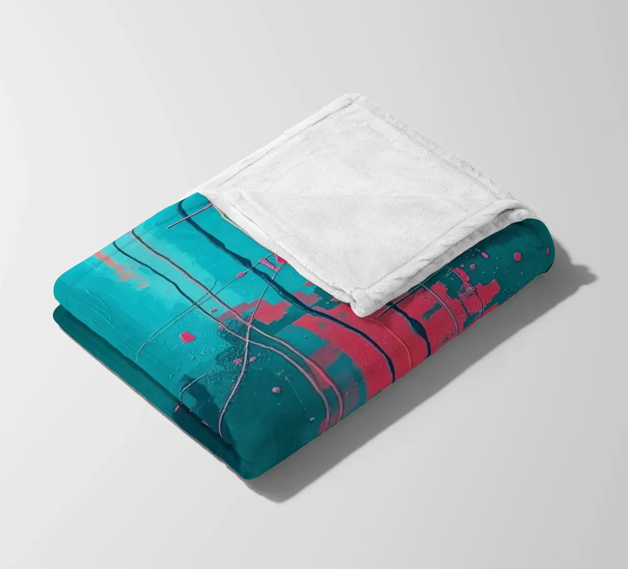 Urban Pulse - Abstract energy in pink & turquoise fleece blanket by RB-Digital-Paintings