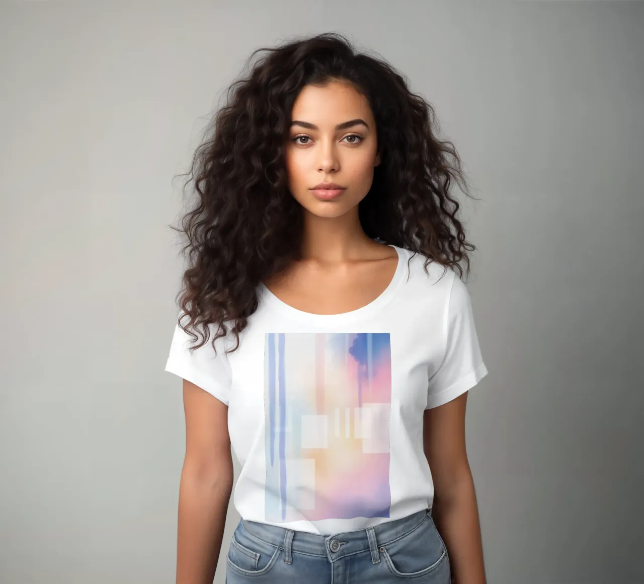 Gentle geometry - dreamy shapes in pastel colours women's fitted t-shirt by RB-Digital-Paintings