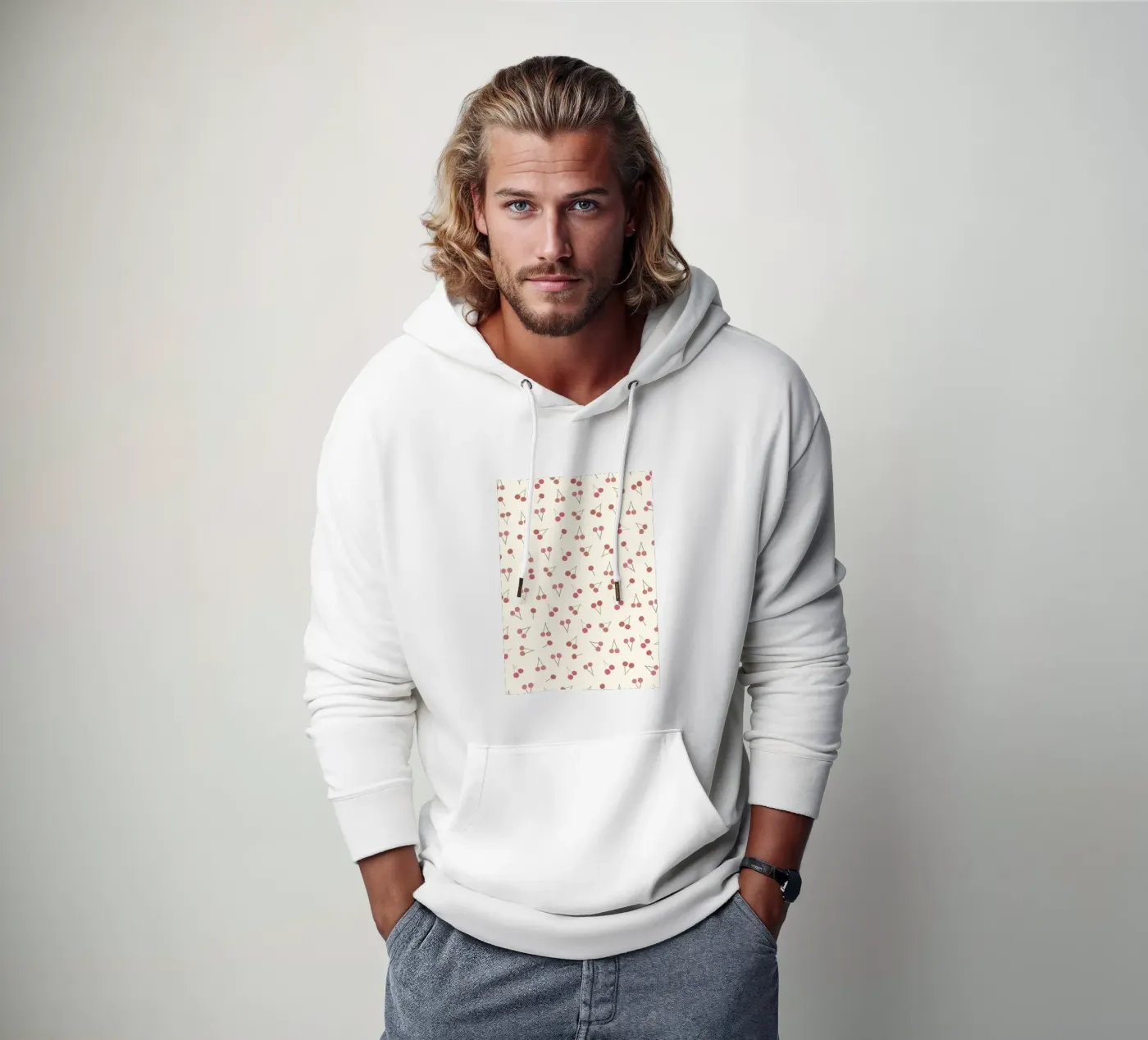Cherries pattern hoodie by gulsengunel
