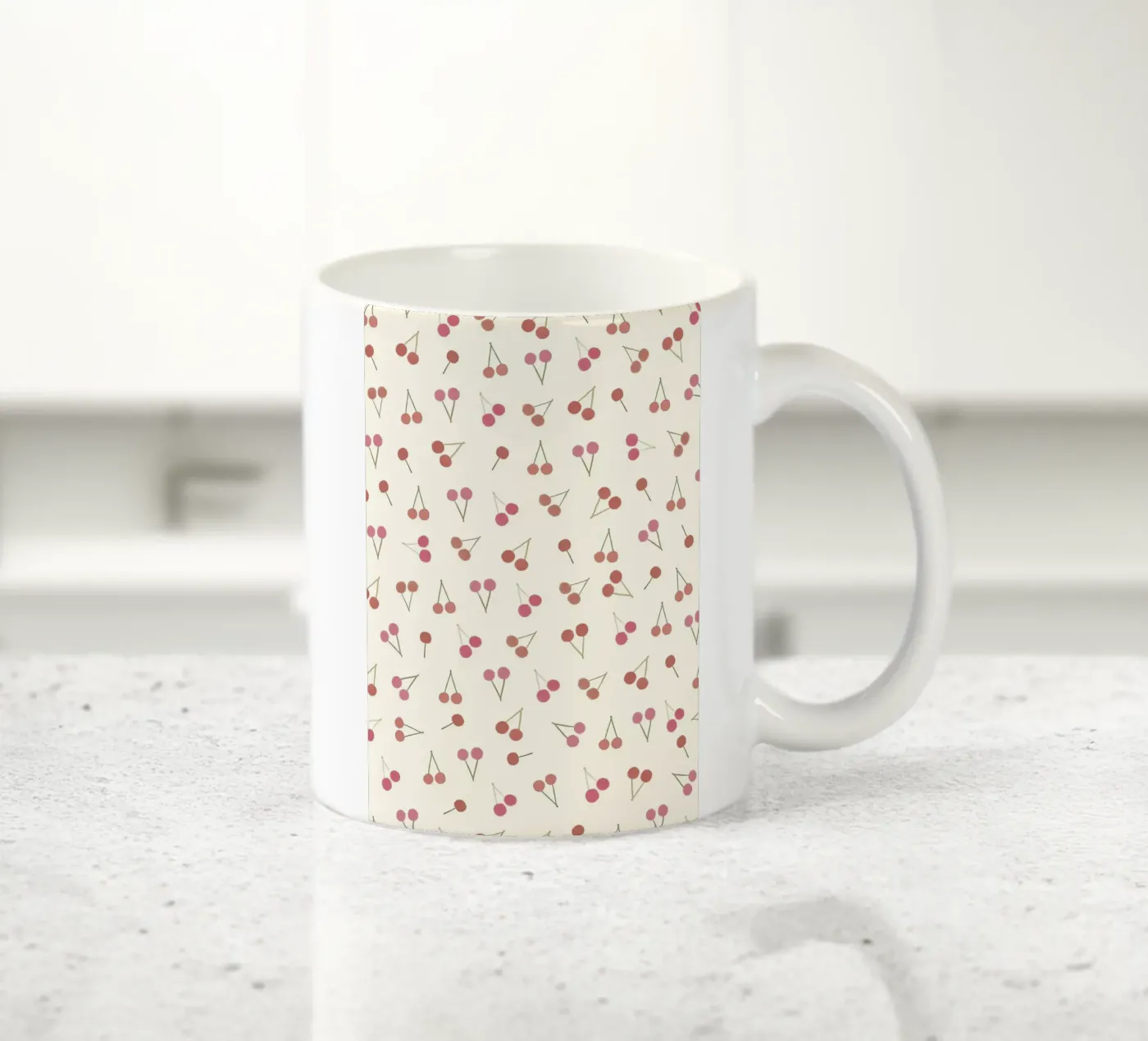 Cherries pattern ceramic mug by gulsengunel
