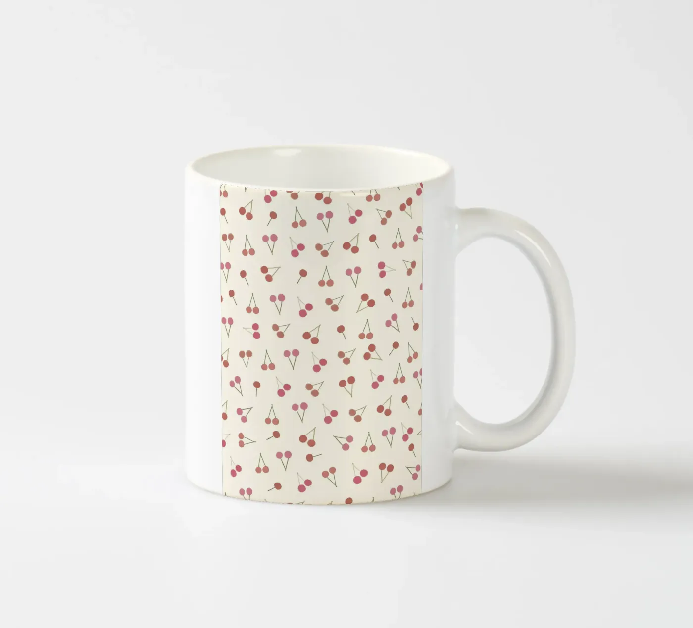 Cherries pattern ceramic mug by gulsengunel