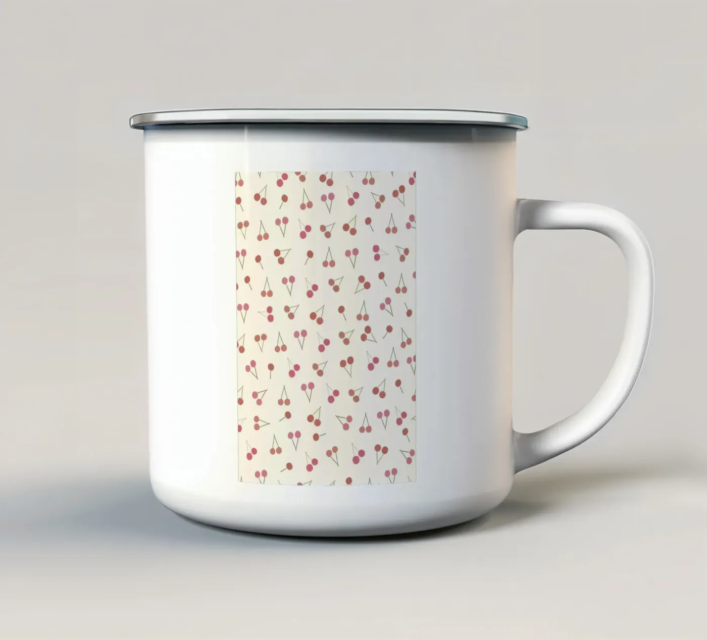 Cherries pattern enamel mug by gulsengunel