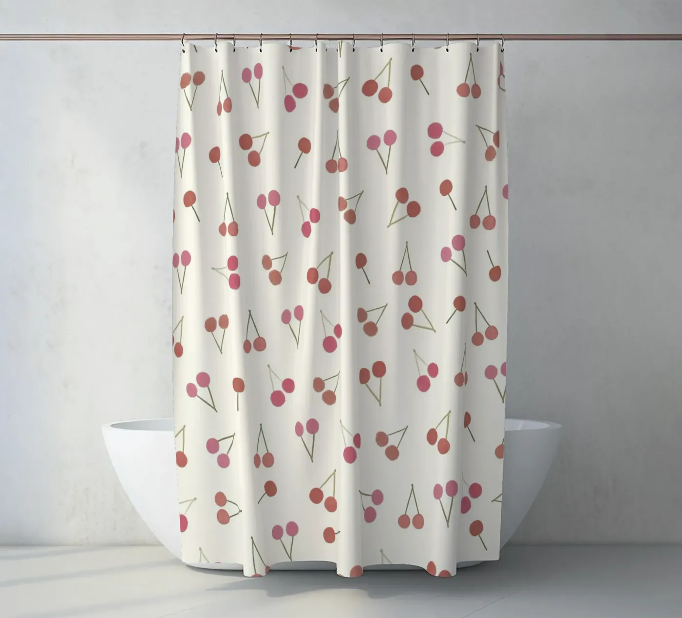 Cherries pattern shower curtain by gulsengunel