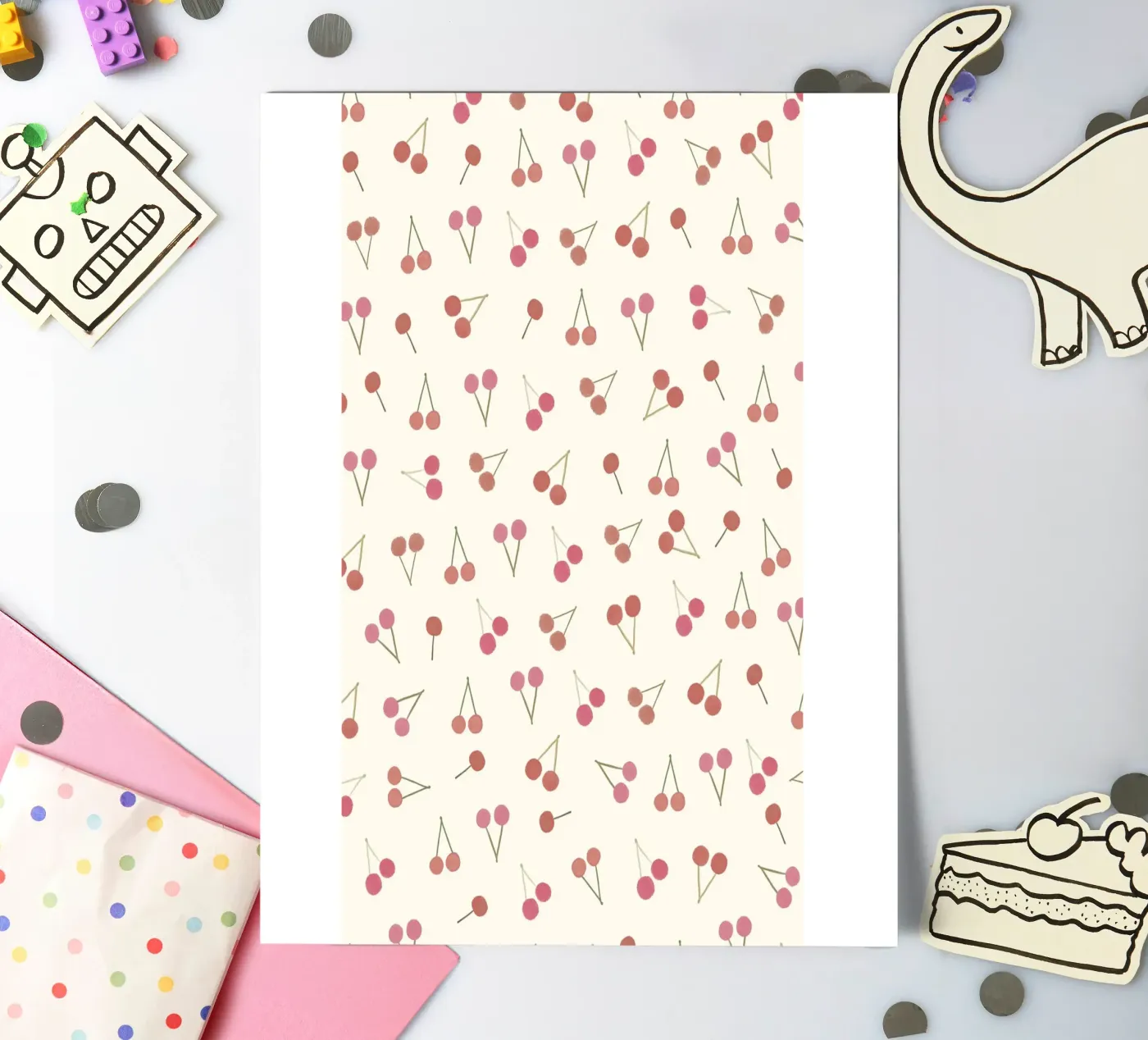 Kersen patroon stickervel van gulsengunel