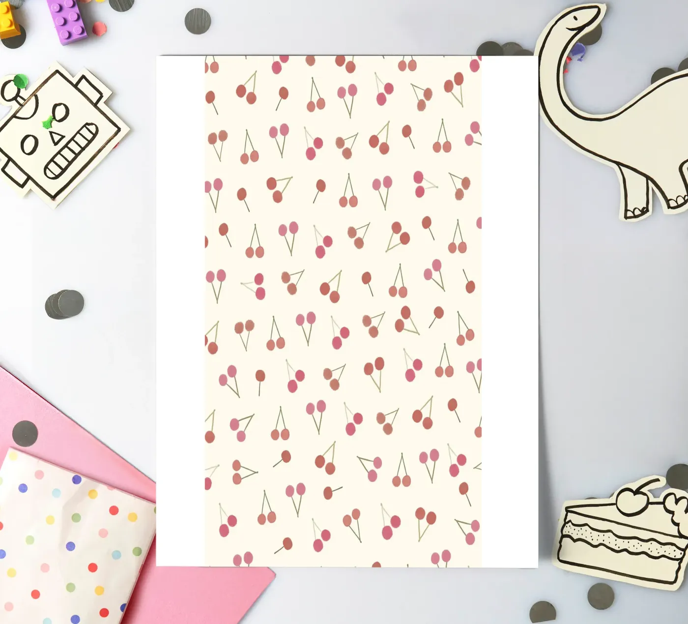 Modello ciliegie foglio adesivo da gulsengunel