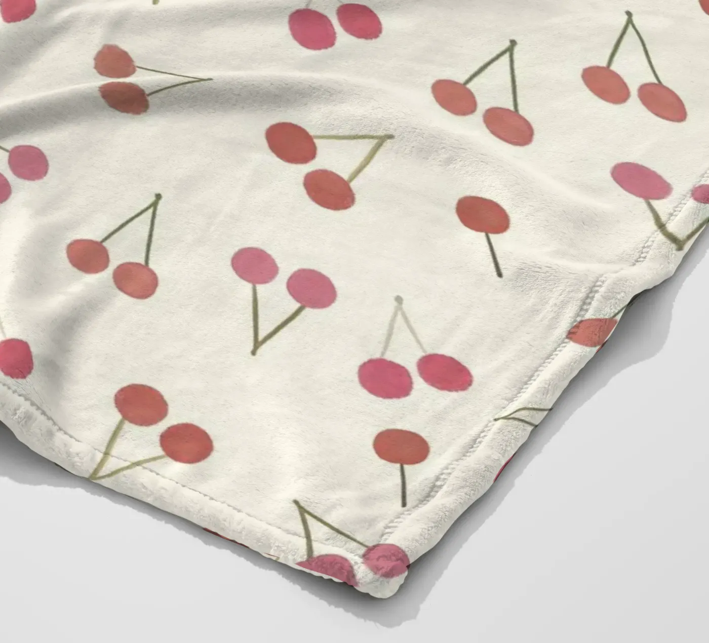 Cherries pattern plaid polaire de gulsengunel