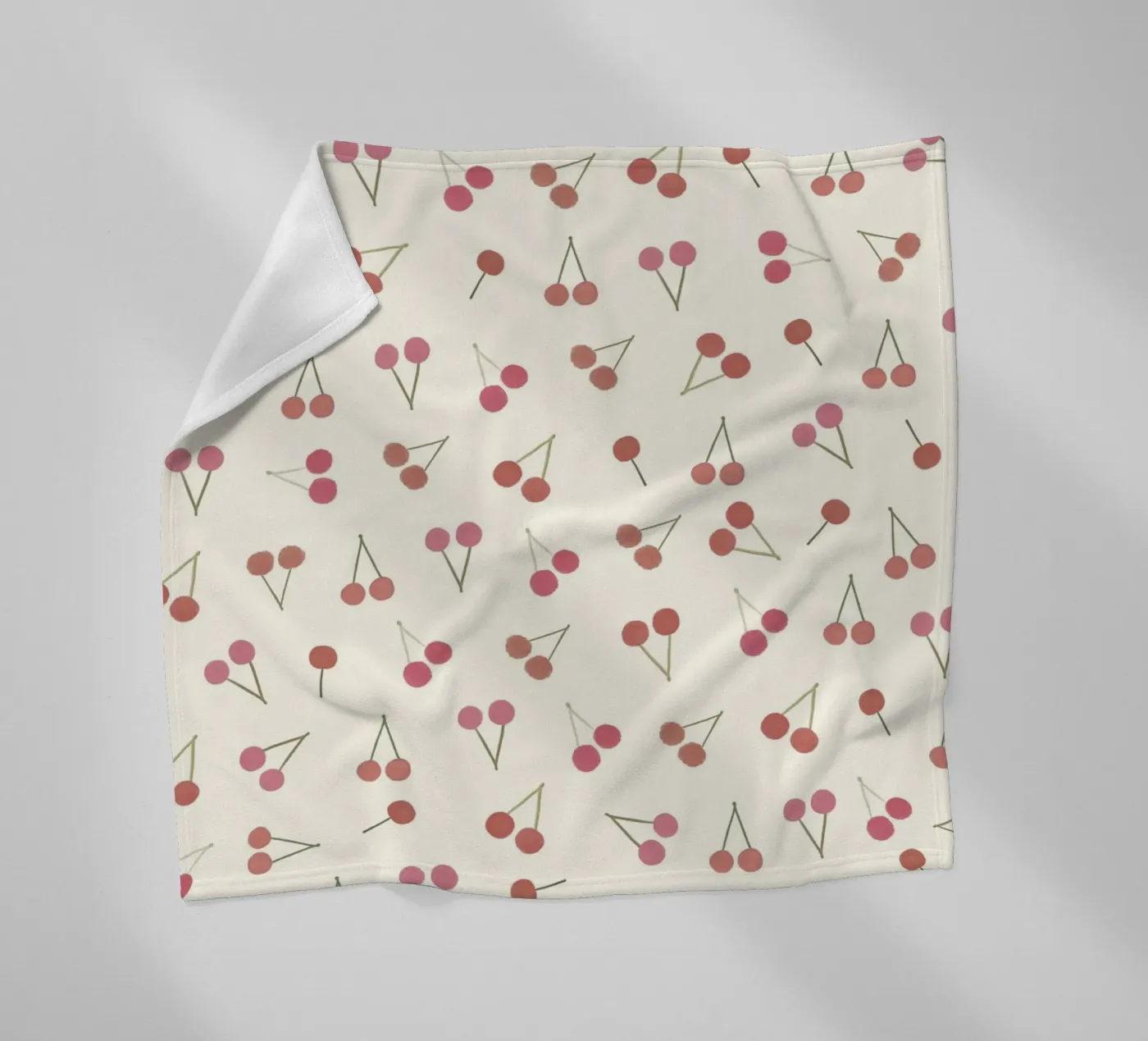 Cherries pattern plaid polaire de gulsengunel