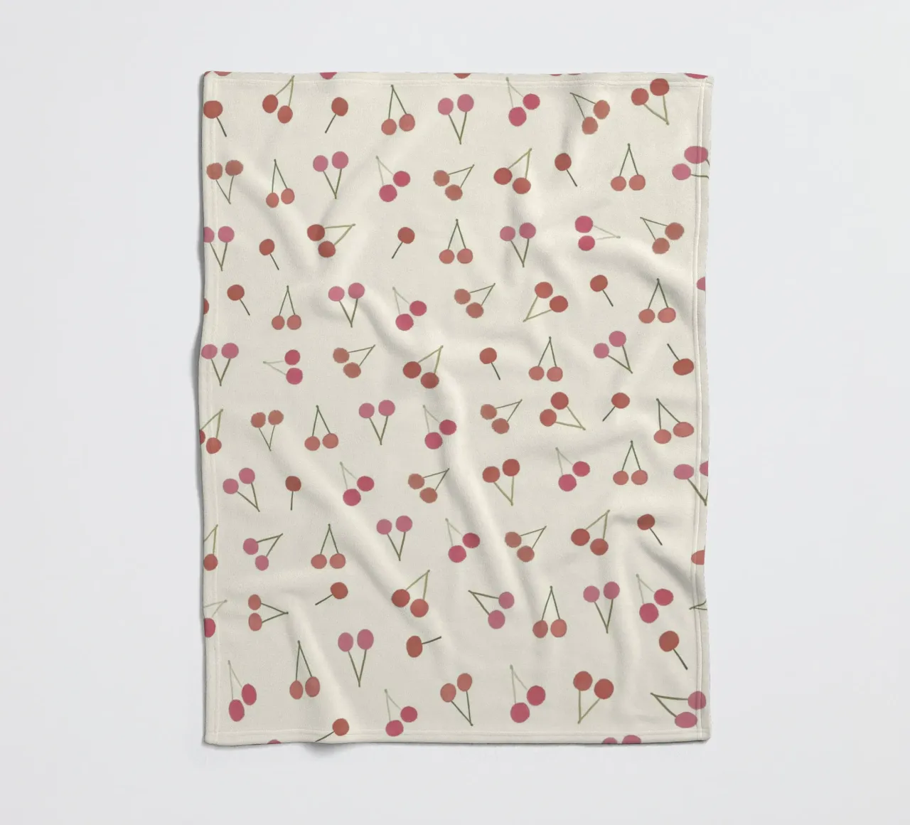 Cherries pattern fleece blanket by gulsengunel