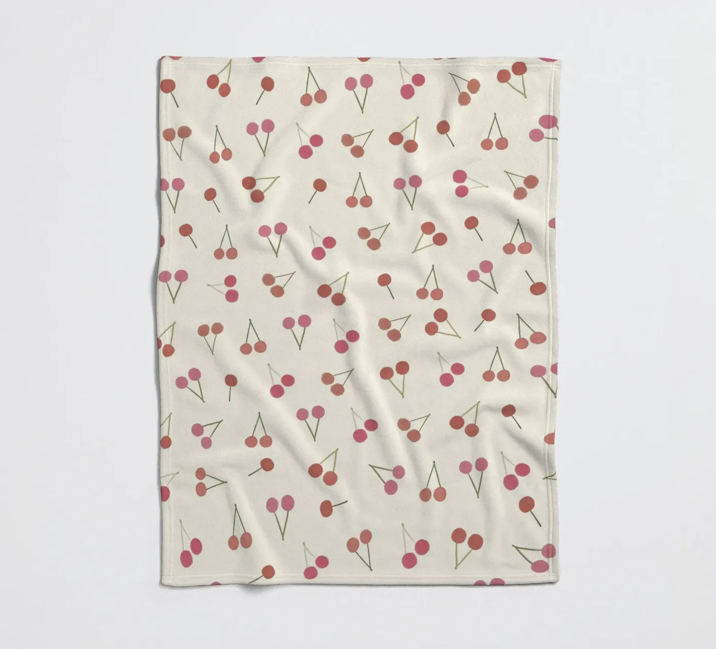 Cherries pattern plaid polaire de gulsengunel