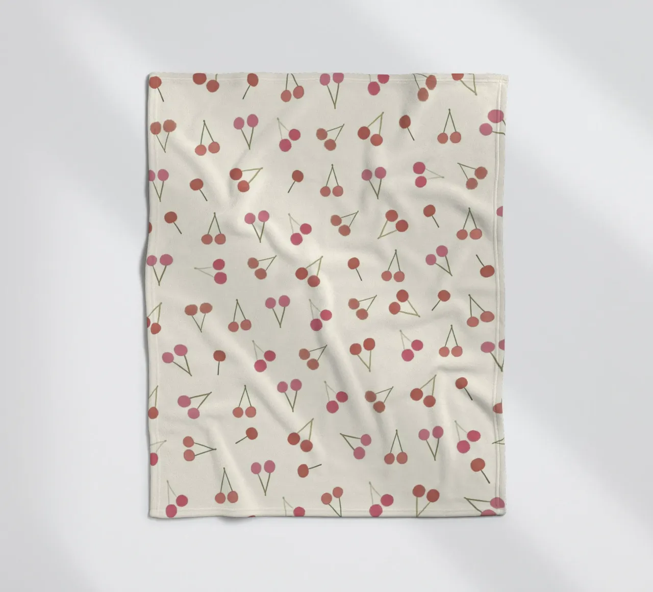 Cherries pattern fleece blanket by gulsengunel